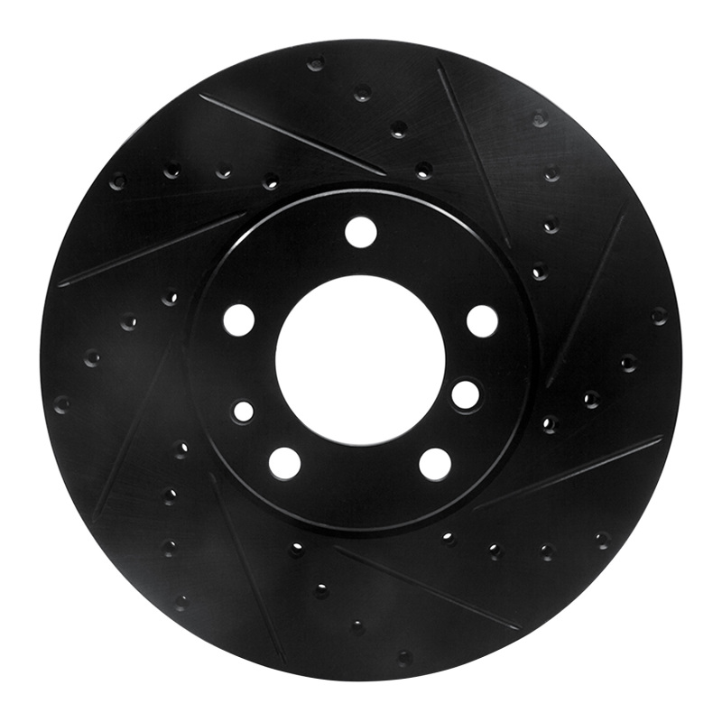 BMW 850CI Brake Rotor (1) - Front Right - R1 Concepts - Drilled & Slotted - Black - `91-`01